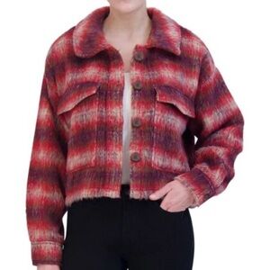 Vigoss Women's Red Plaid Faux Fur Jacket